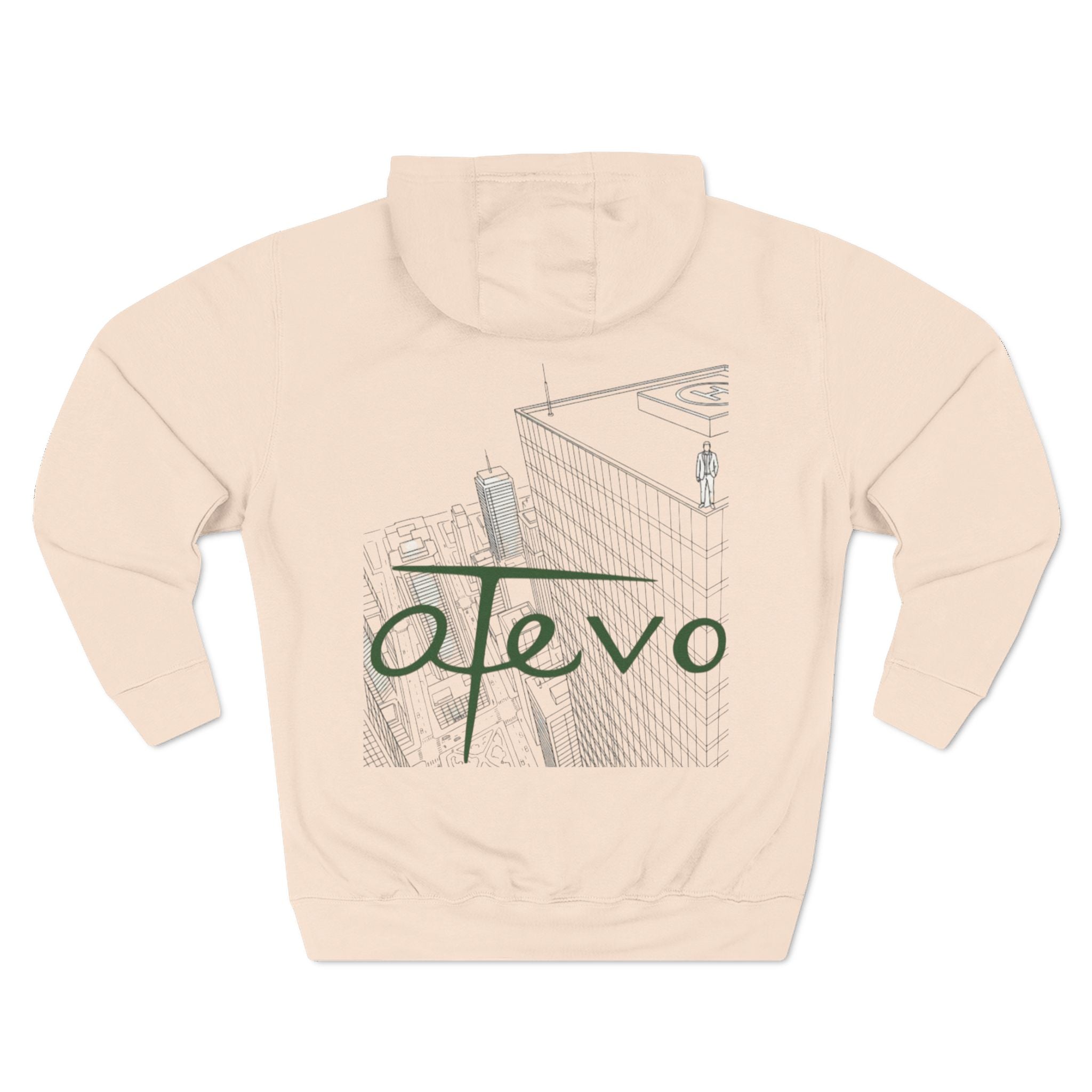 Three-Panel Fleece Hoodie - Skyscraper Black Lines
