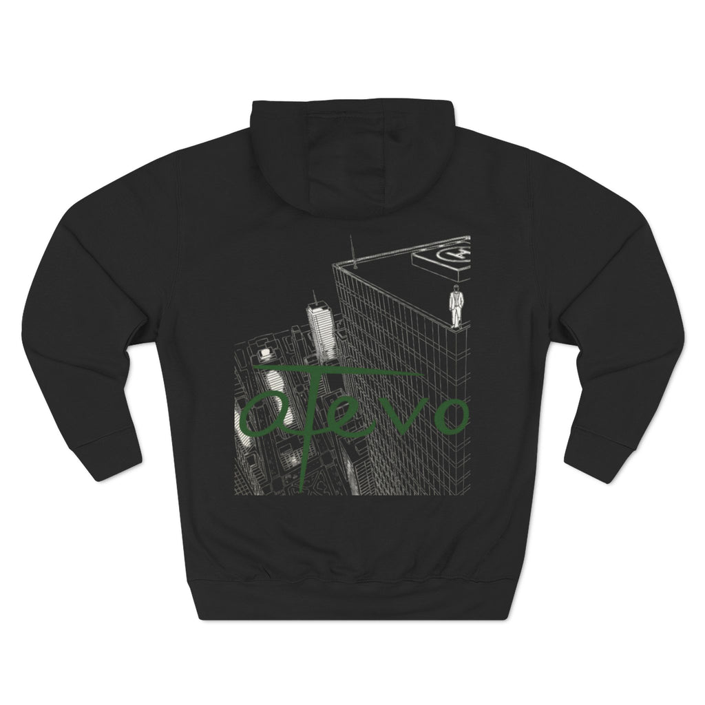 Three-Panel Fleece Hoodie - Skyscraper Black Lines